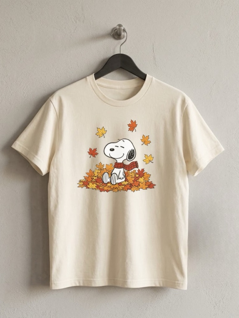 Peanuts Snoopy Fall Leaves Autumn Vibes Graphic Short Sleeve Tee